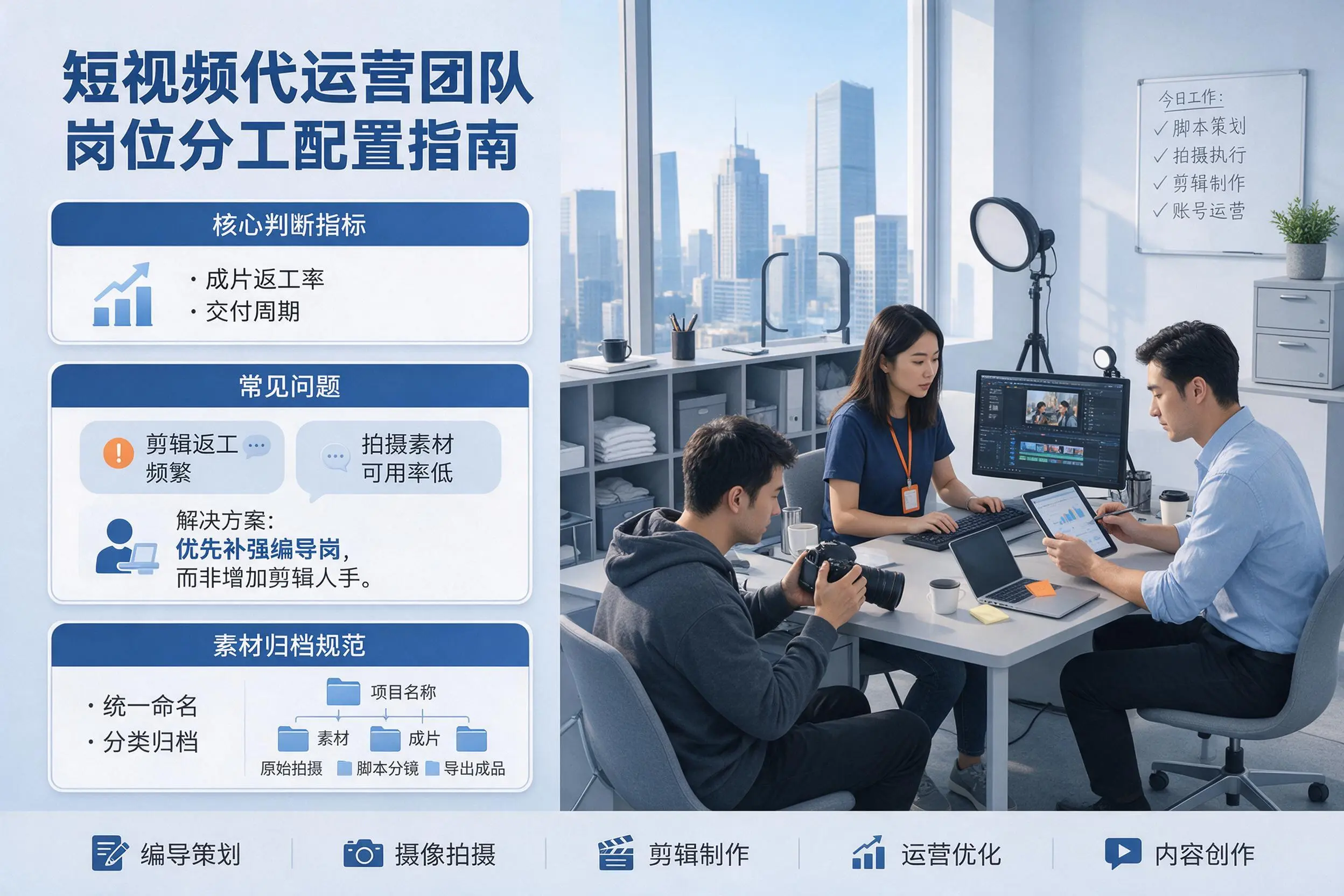 短视频代运营团队如何配置？海口企业岗位分工科普说明