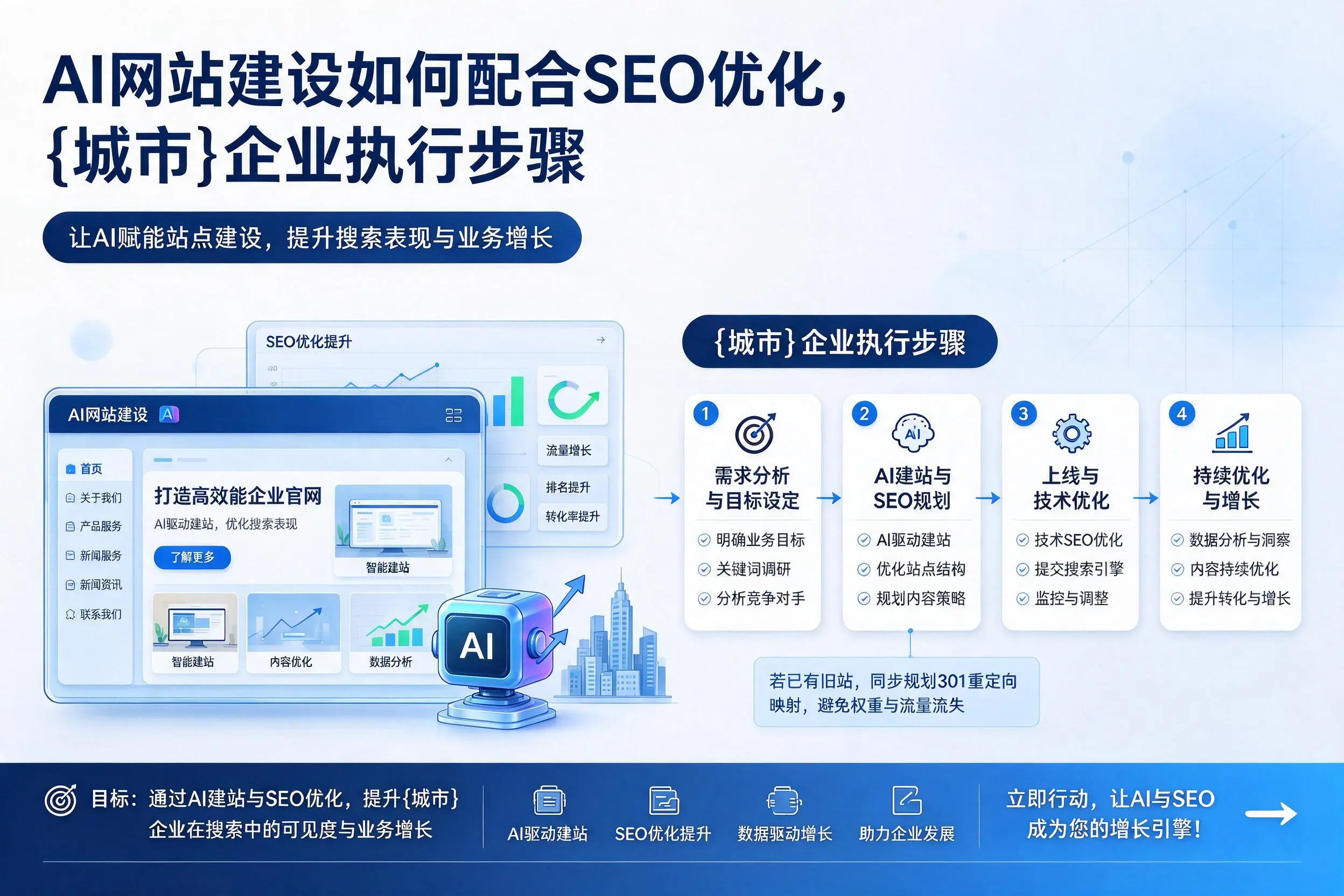 AI网站建设如何配合SEO优化，海口企业执行步骤