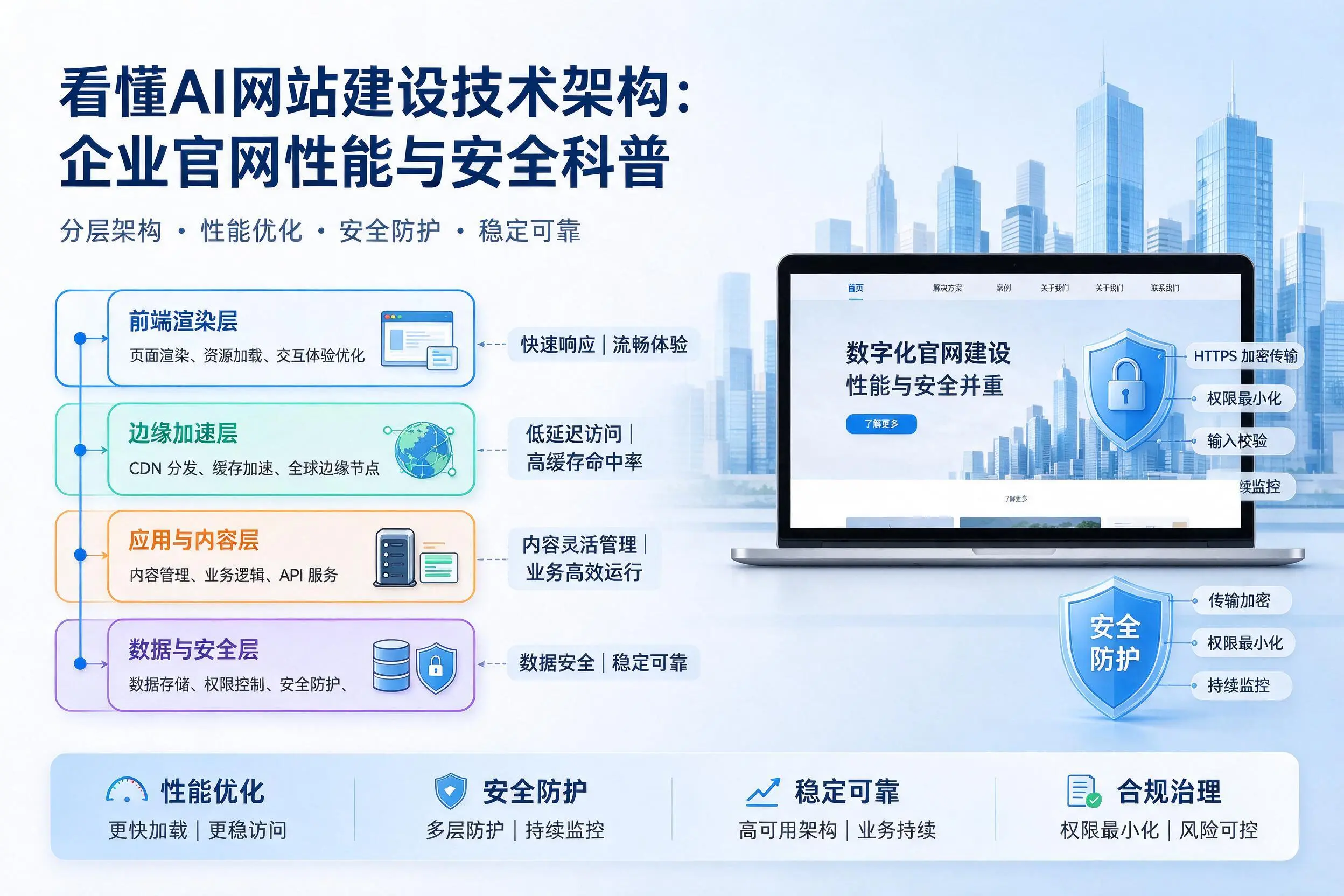 看懂AI网站建设技术架构:海口企业官网性能与安全科普