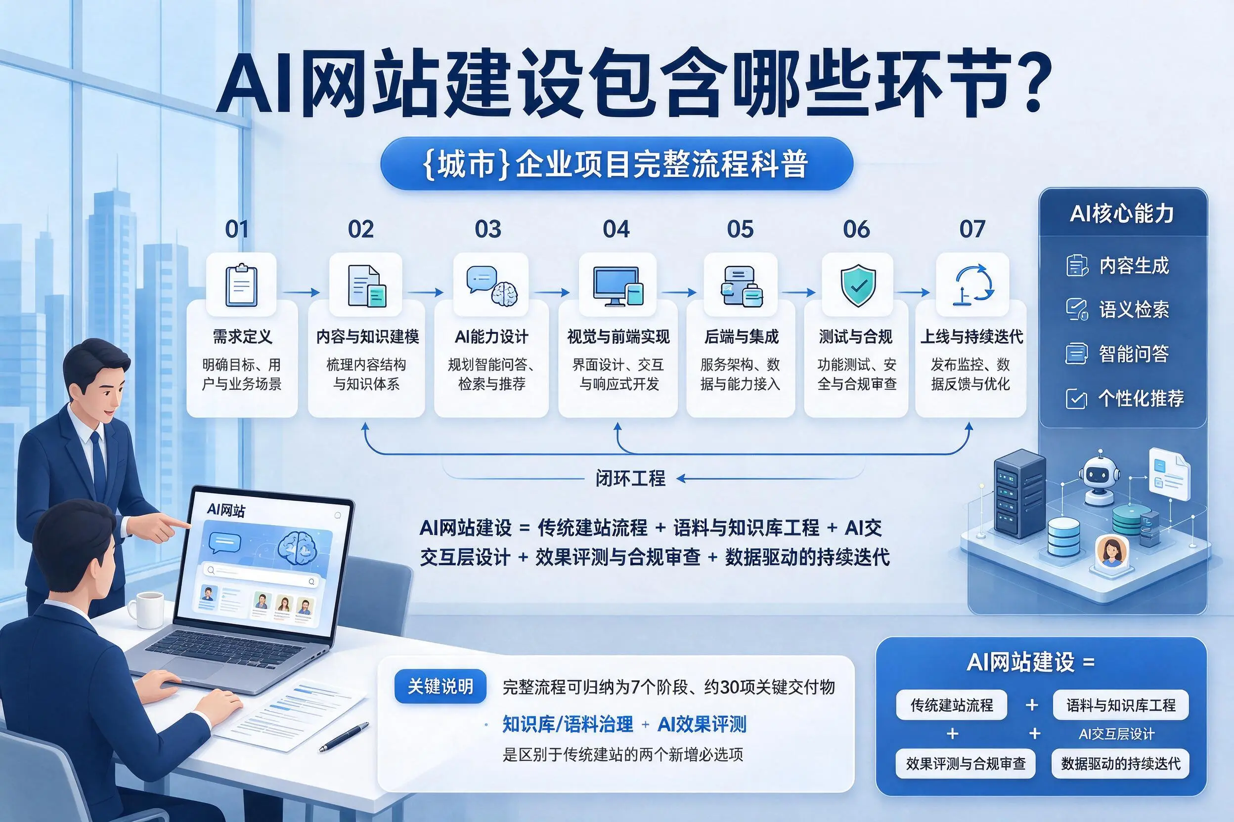 AI网站建设包含哪些环节？海口企业项目完整流程科普