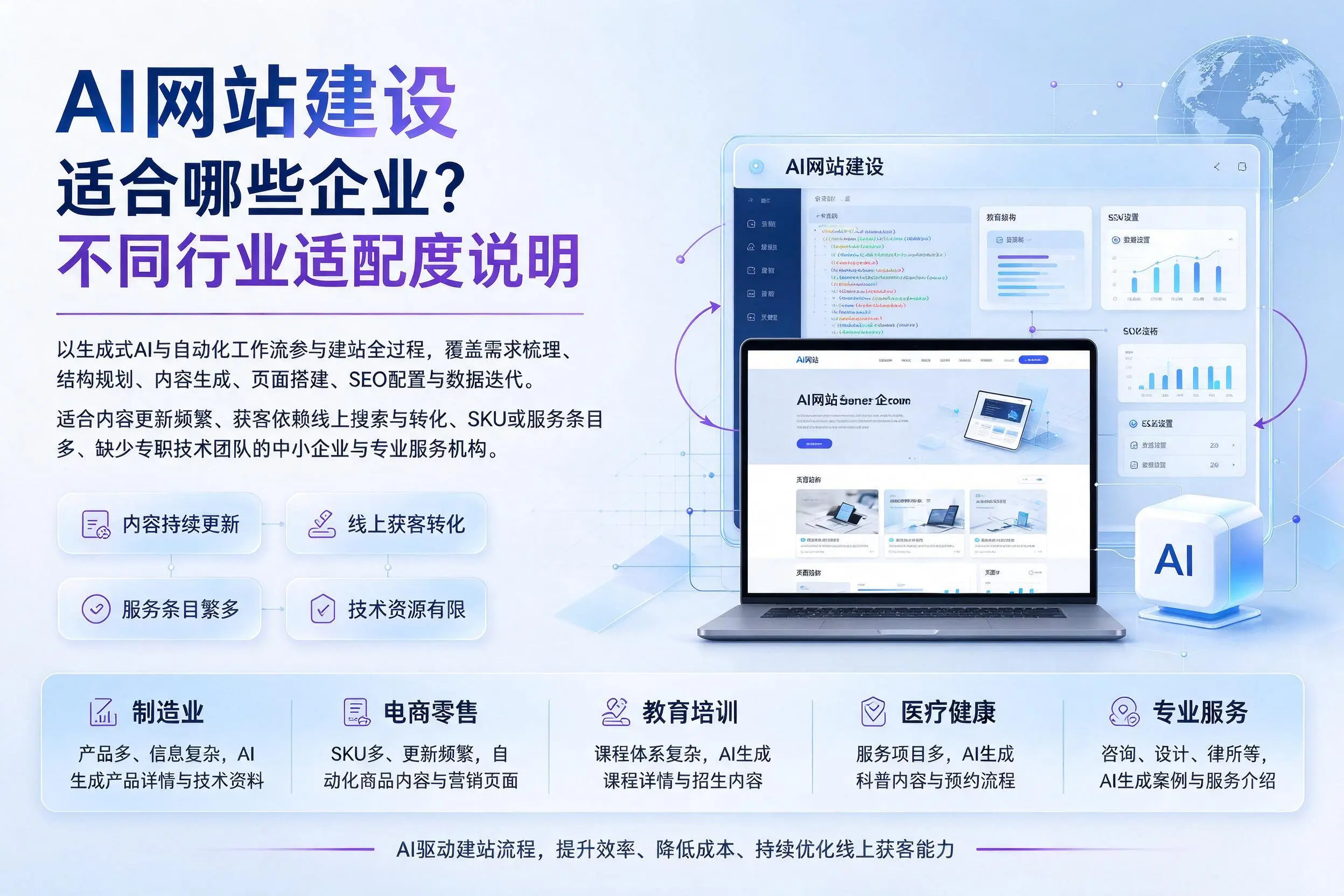 AI网站建设适合哪些企业？海口不同行业适配度说明
